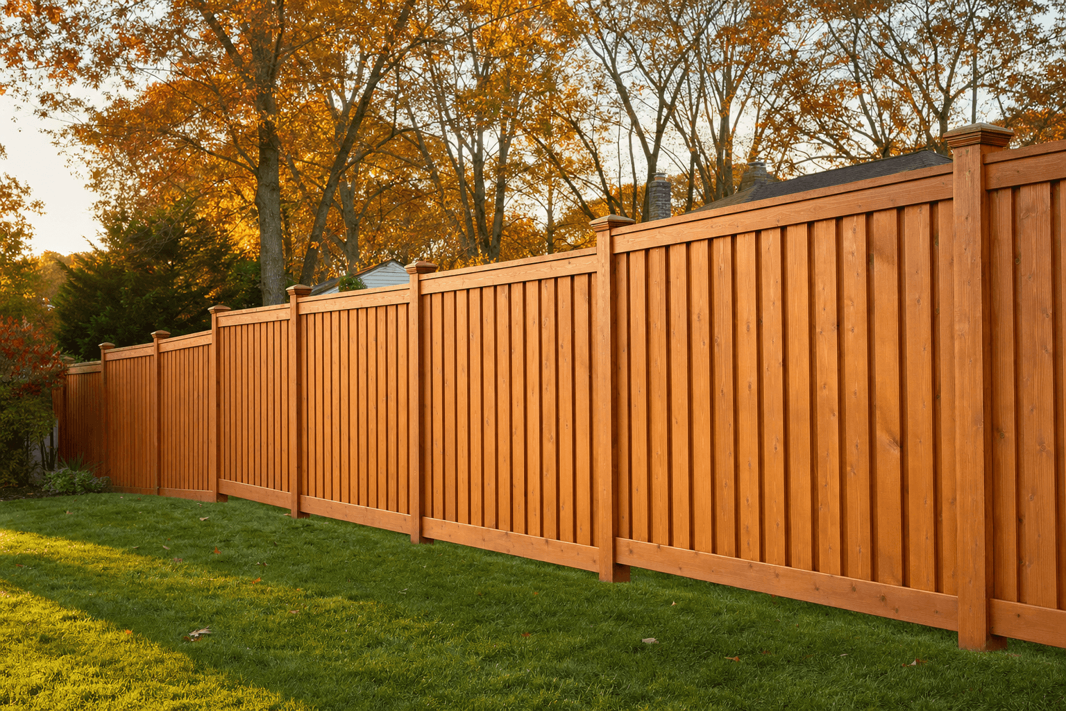 Finished cedar privacy fence Long Island